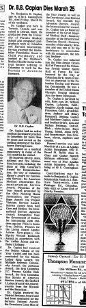 Caplan Obituary OJC 3/31/88