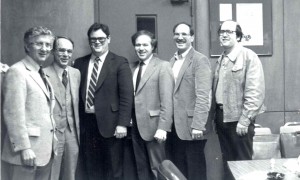 Groundbreaking Day, 1981 l. to r.: B. Lee Skilken, Bernard Yenkin, Charles Schiffman, Barton Schacter, Dennis Mellman, Michael Talis 